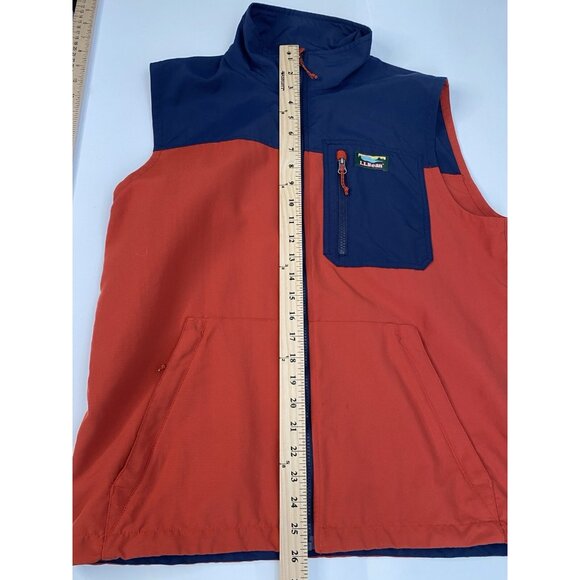 LL Bean Mountain Classic Vest Mens M Reg Orange Blue Nylon Shell Packable Zip - Picture 10 of 14